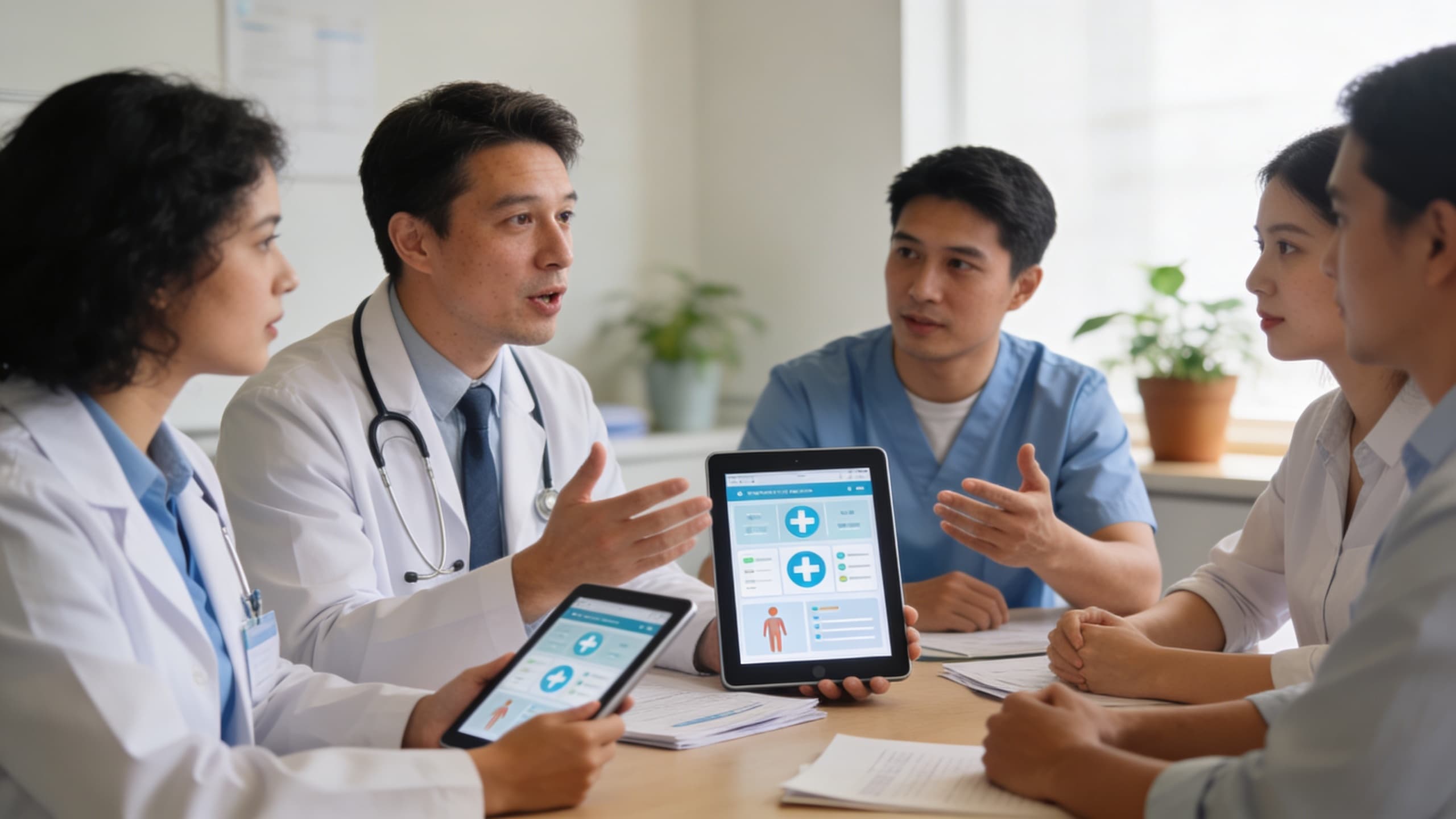 Healthcare professional reviewing Medicare plan options